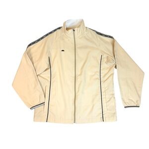 Ellesse Track Jacket Women Medium Cream Logo Tape Full Zip Windbreaker